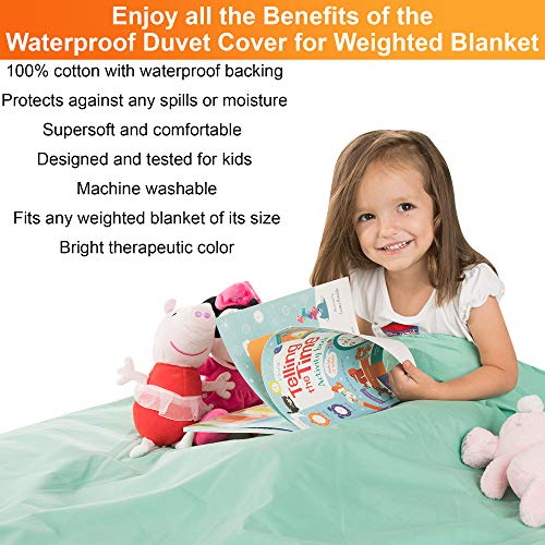 Hazli Waterproof Kids Duvet Cover for Weighted Blanket - 36" x 48" Minky 100% Cotton with Waterproof Backing - Removable and Machine Washable Duvet Cover for Kids Blanket - Thumbnail 4