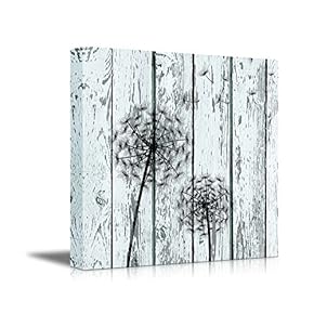 Canvas Prints Wall Art - Dandelion on Vintage Wood Board Stretched Canvas Wrap Ready to Hang - 12" x 12"