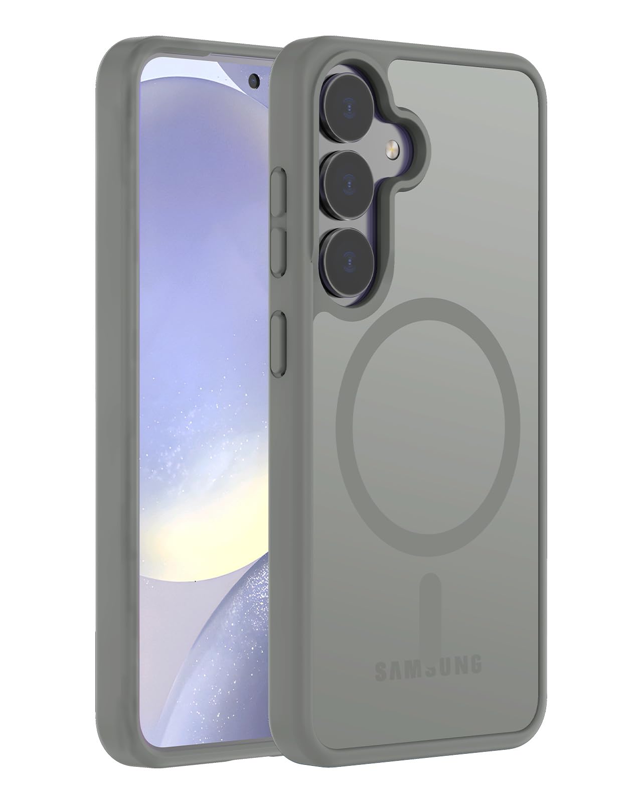 Hualele Magnetic for Samsung Galaxy S24 Plus Case & S25 Plus Case, Compatible with MagSafe, Military Grade Drop Protection Slim Translucent Shockproof with Anti-Fingerprint Phone Case,Grey