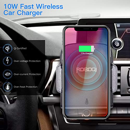 image for ROBOQI Wireless Car Charger Mount, Automatic Sensor Clamping, Qi Certi
