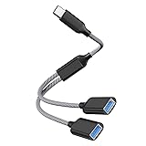 USB C Male to Dual USB Female Adapter, USB C