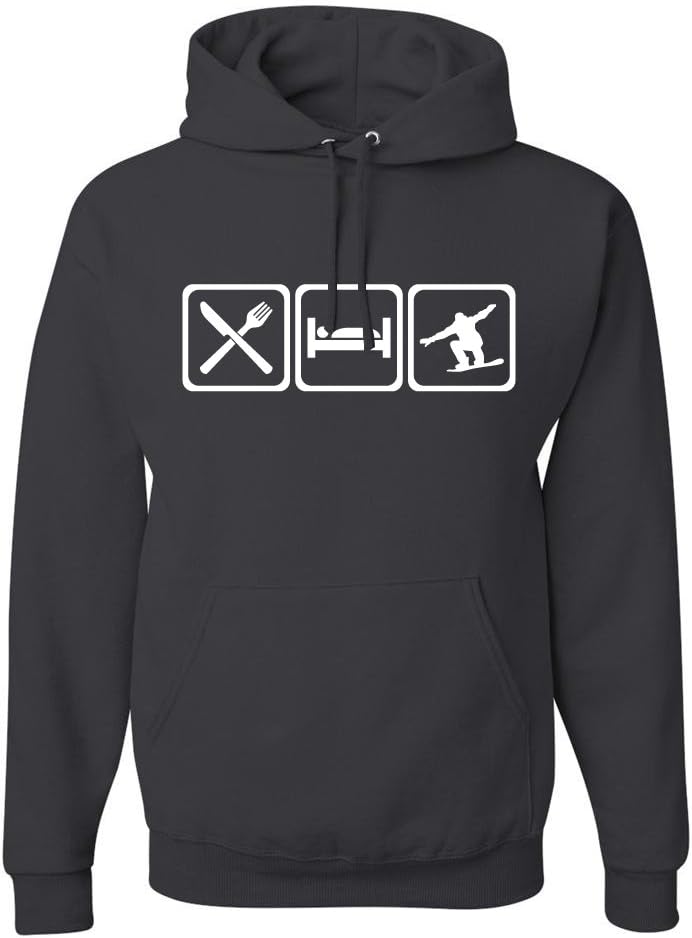 shirtloco Men's Eat Sleep Snowboard Hoodie Sweatshirt