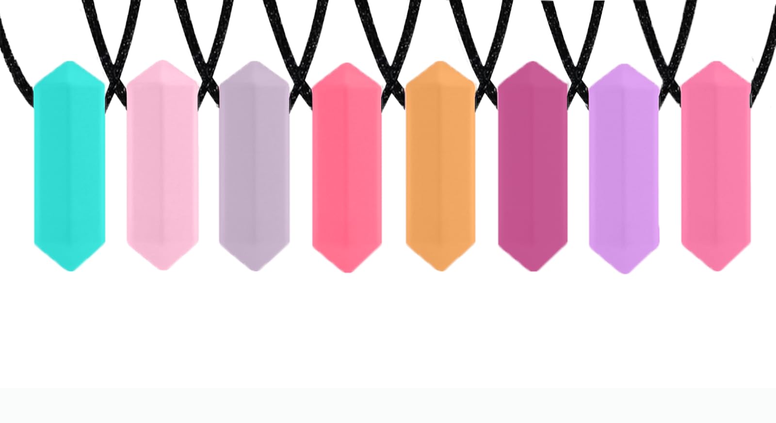 Crayon Sensory Necklace 8 Pieces - Best for Kids or Adults that Like Biting or Have Autism - Perfectly Textured Silicone Chew Necklace - Chewing Pendant for Boys & Girls