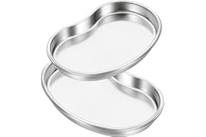 Lyuxzad Dental Tray Stainless Steel Kidney Tray 2 Pack Stainless Steel Trays 8" Flat Tray for Dental Piercing Lab Instrument Kitchen Baking Pet Bathroom Tools