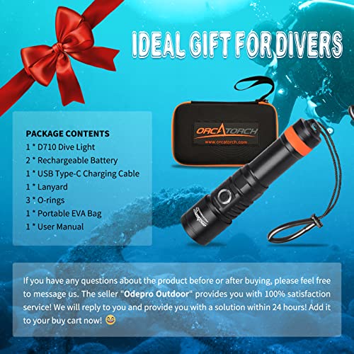 ORCATORCH D710 Scuba Diving Light, 3000 Lumen Super Bright Underwater