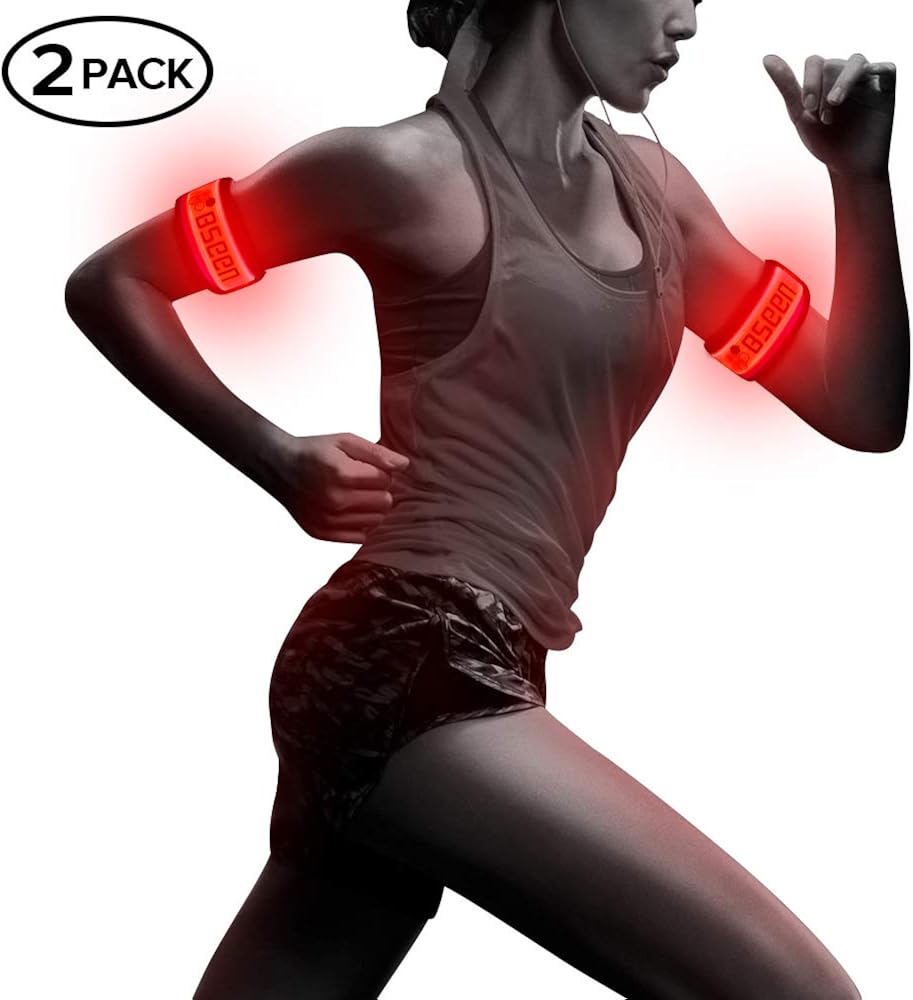 Pack of 2pcs- LED Sports Saftey Flashing Reflective Armband with High Visibility Light up Glow in The Dark Bracelet for Cycling, Jogging, Walking and Running (Green): Sports & Outdoors