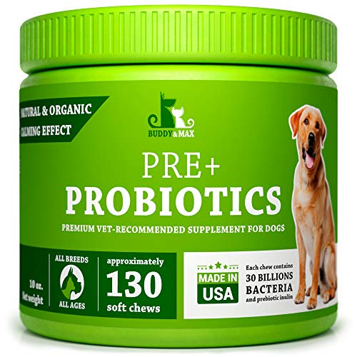 Buddy&Max Probiotics for Dogs Chewable Dog Digestive Enzymes Dog Diarrhea, Stomach, Vomit