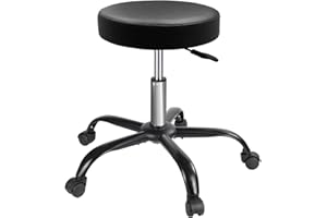 BRAXON Rolling Stool, Stool Chair - Adjustable Height (17"-23") Swivel Salon Stool, 13" Wide Waterproof PU Leather Seat, Heav