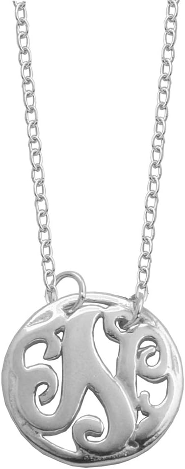 The Silver Heron Monogram Necklace.925 Sterling Silver, 16" + 2" Extender
