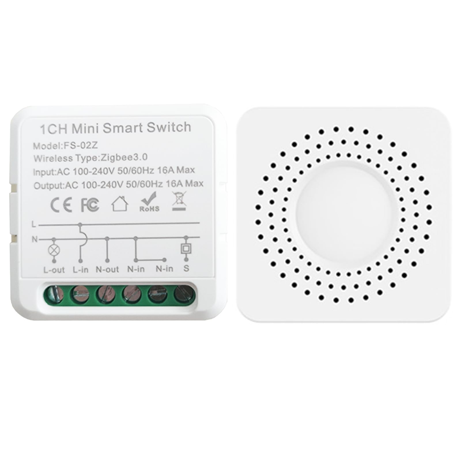 Bkiyougo 16A Zigbee Smart Light Switchs, 1 Way Light Switchs, Compatible with Alexa, SmartThings Hub and Google Home, Tuya ZigBee 3.0 Gateway Hub Required, Neutral Wire Required (1 Pack)