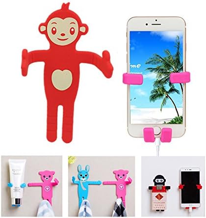 XUANTAI Silicone Stainless Steel Wall Hook Single Holder for Living Room Coat Hat Robe Hanger Bathroom Towel Kitchen Strong Heavy Duty Organizer Utensil Hook (Monkey)