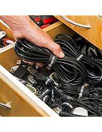 NoCry   Kit de organizador de cables de 64 piezas, incluye 4 fundas de alambre negro, 50 correas de cable y un juego de 10 soportes de cables adhesivos multiusos
