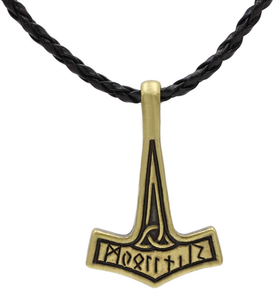 GuoShuang Viking Protection Necklace Viking Style Jewelry Viking Symbol Necklace Marvel Thor Hammer Necklace