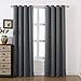AMAZLINEN 52x84-Inch Grommet Top Blackout Curtains , Charcoal Grey (Set of 2)