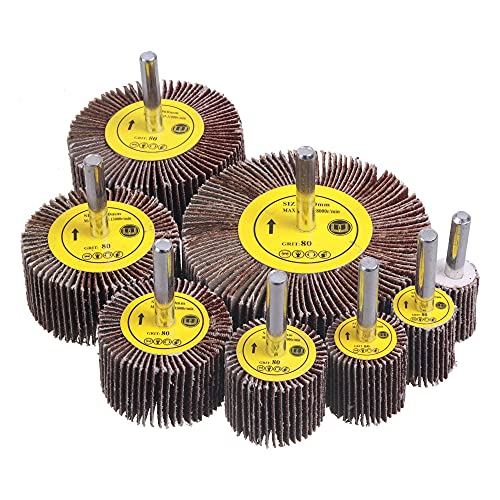 40 Pack 1/4" Abrasive Flap Wheel Sander Set, Rocaris 80 Grit Aluminum