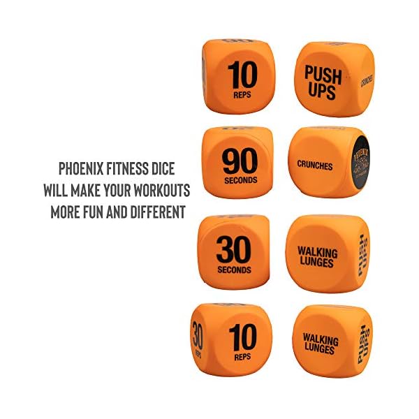 Phoenix-Fitness-RY1051-Exercise-Dice-Fitness-Workout-Routine-Dice-Orange Phoenix Fitness Exercise Dice - Workout Dice Game for Cardio, HIIT and Exercise Classes - Full Body Training Routine for…