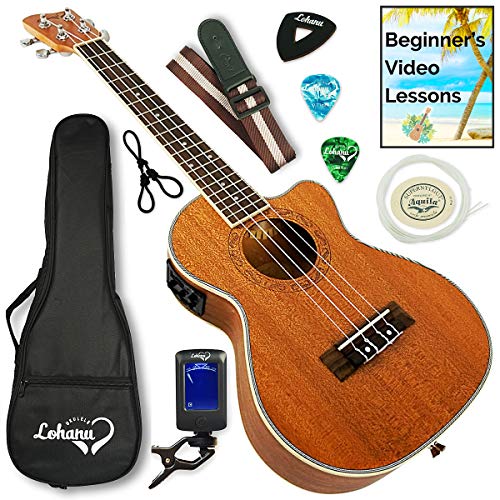 Lohanu Ukulele Cutaway Electric With 3 Band EQ With All Accessories Included