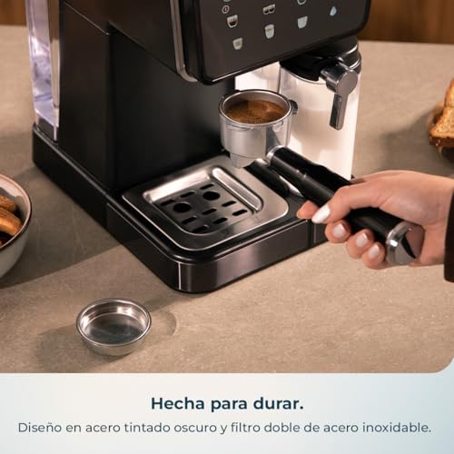 Cafeteras Express Semiautomáticas Power Espresso Touch ColdBrew Latte. 1350W, 20 Bares, Frío, Templado o Caliente, Pantalla Táctil, 1.5L Depósito Agua, 500ml Depósito Leche, Doble Brazo