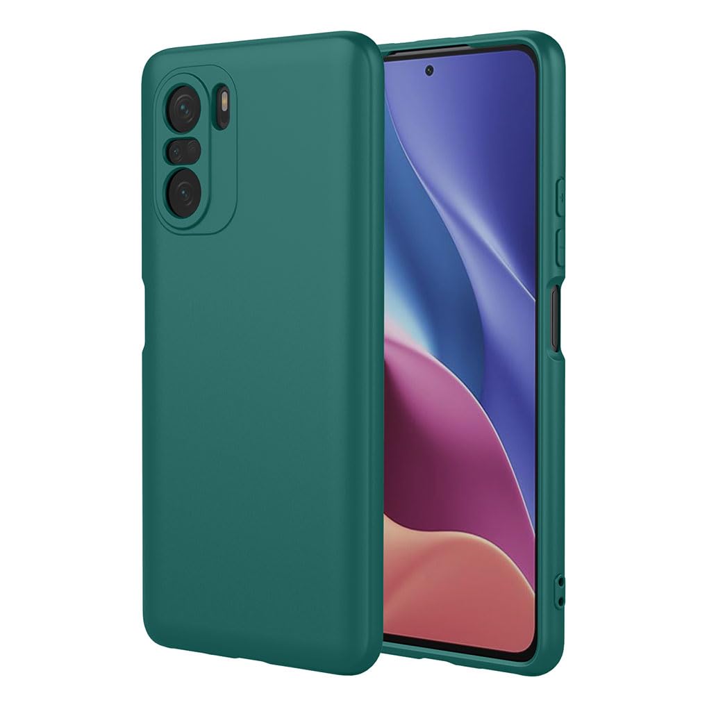 SEAHAI Case for Xiaomi Poco F3/Xiaomi Mi 11i 5G, Ultra Thin Silky-Soft Touch Liquid Silicone Phone Cover with Shockproof Airbag Design, Premium TPU Bumper Fashion Case - Dark Green