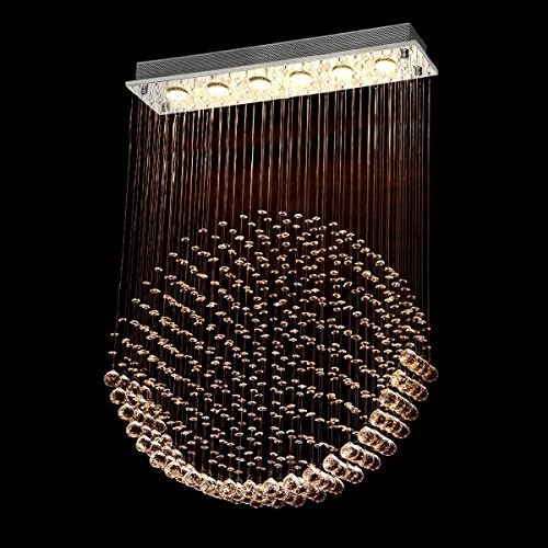 Luxurious Gorgeous Modern/Contemporary Rain Drop LED Crystal Rectangle Chandelier/Flush Mount/Rectangle Rain Drop/Ceiling Light Fixtures L40" X W10" X H51" (6 Lights Round)