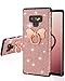 Casetego Compatible Galaxy Note 9 Case,Glitter Sparkle Bling Shock Absorbing Flex TPU Rubber Case Cover with Ring Grip Holder Kickstand for Samsung Galaxy Note 9(2018)-Rose Gold