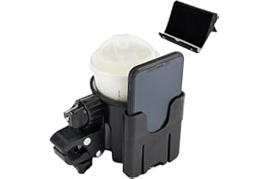 TONINT Universal Cup Holder for Stroller with Phone Holder, Cup Holder for Walker and Rolling Walker Folding Walker,Walker Accessories,Wheelchair Cup Holders,Stroller Cup Holder,Stroller Holder