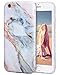 iPhone 6s Plus Case, Imikoko™ Flexible Case Print Crystal for iPhone 6s Plus (5.5 inch) - White Marble Pattern Slim Fit Snap On Hard Shell Back Case for iPhone 6/6S Plus (Pink)
