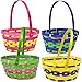 12 Round Woven Bamboo Easter Baskets- Bright with Handle Grass and Egg Stuffers for Kids Party Favor Supplies Decorations by Gift Boutique