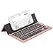 NOVT Portable Aluminum Folding Bluetooth Keyboard Foldable Compatible with iPhone xs max/x/8/7 Plus/7/6s Plus/6/iPad 2018 9.7/Air 2 /Pro 9.7/iPad mini 4, Samsung Android Tablet Smart phone (Rose Gold)
