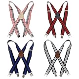 Bundle Monster 4pc Various Design X-Back Adjustable Clip Unisex Suspender