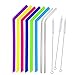 Silicone Straws, Stainless Steel Straws with Cleaning Brushes Complete Bundle- Reusable Extra Long Curved Straws for 30 OZ Yeti/Rtic Tumblers Set of 8