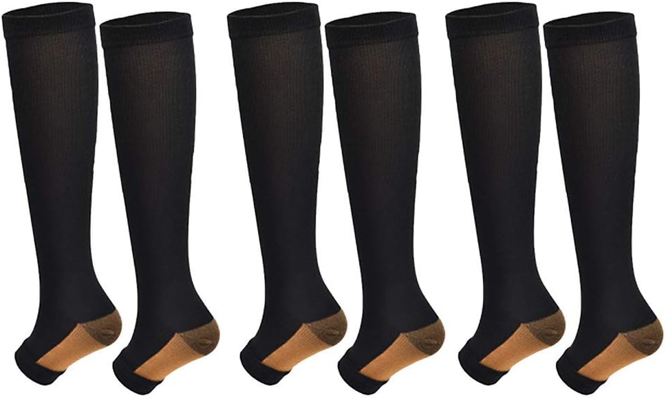 Open Toe Toeless Compression Socks for Men and Women (3Pairs)