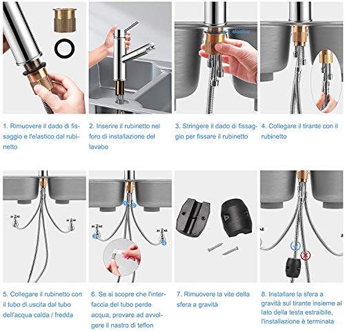 bedee Chrom Wasserhahn Küche Armatur Spültischarmatur mit Herausziehbarer Schlauchbrause, Wasserfall Einhebelmischer Kaltes und Heißes Wasser Vorhanden für Badezimmer/Küchenhahn Waschtischarmatur