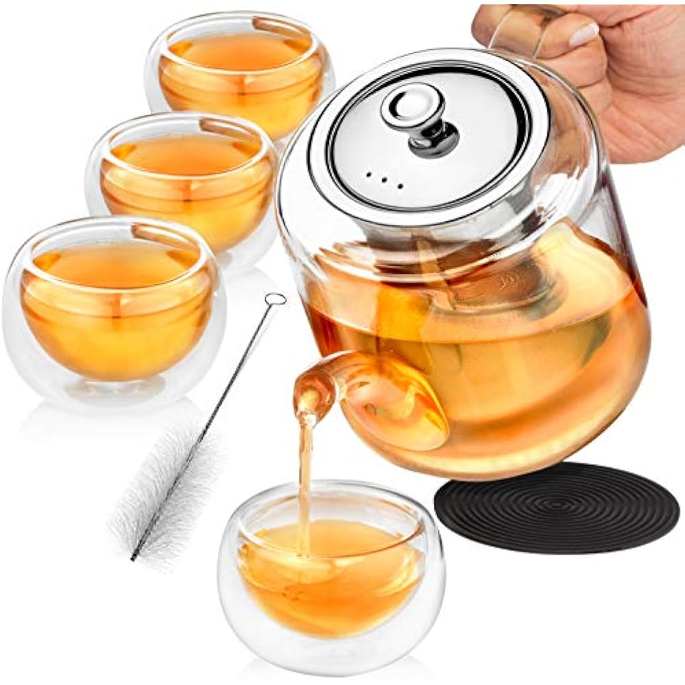Glass Teapots Teapot Set With Infuser For Loose 1100ml