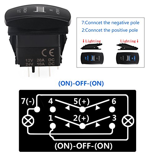 image for WATERWICH 7 pin Momentary Winch In Out Rocker Toggle Switch Waterproof