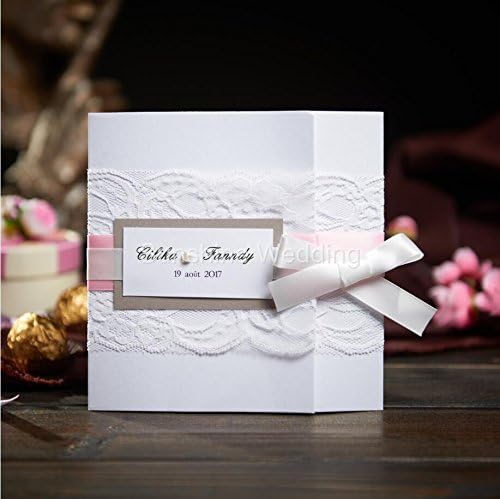50x White Lace Wedding and Birthday Party Invitations Card Set With RSVP Cards and Envelope Engagement Invitations NK513