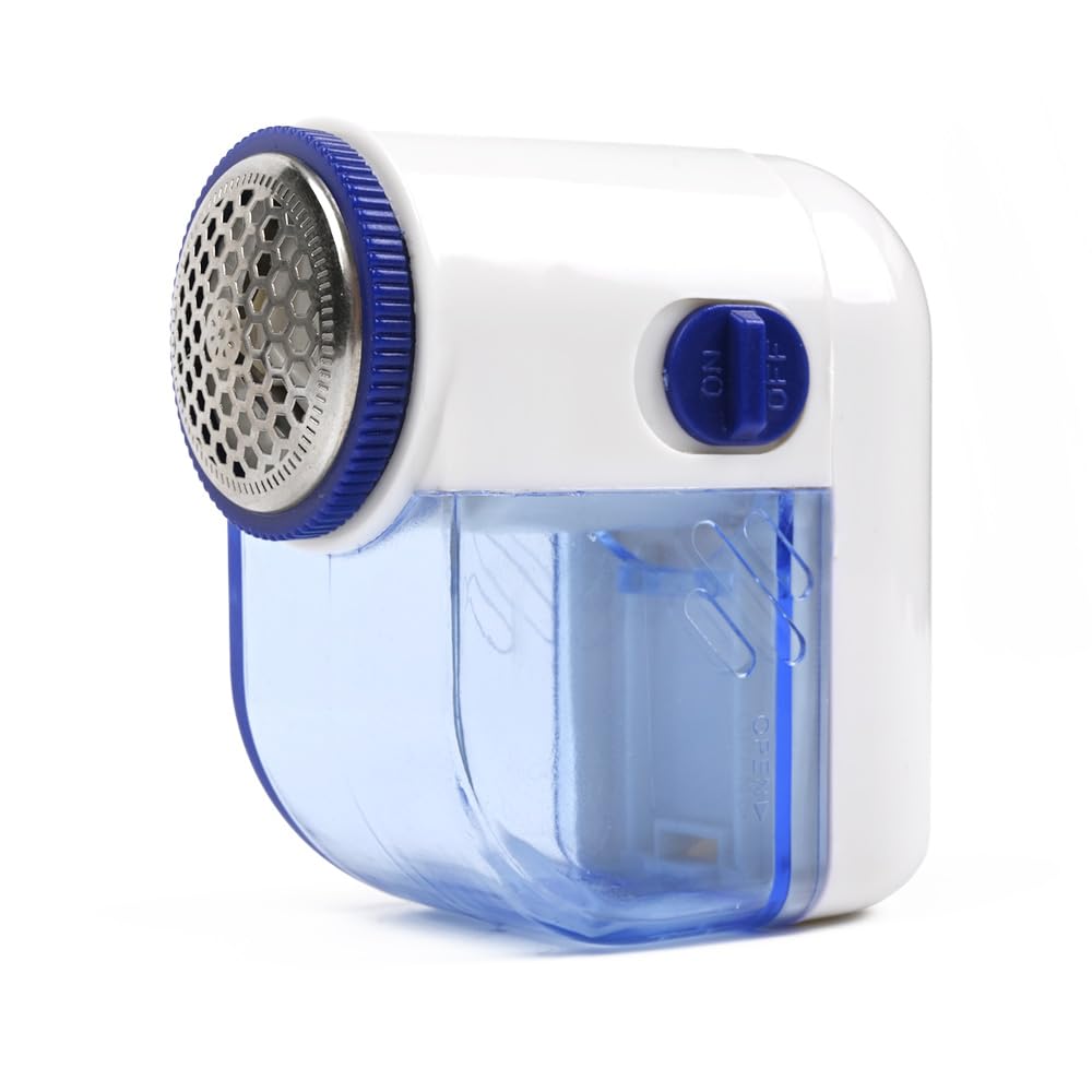 Photo 1 of LBTEE Fabric Shaver, Lint Remover for Clothes, Electric Lint Shaver with 3-Leaf Blades, Battery Operated, Remove Clothes Fuzz, Lint Balls, Pills, Blue and White