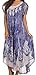 Sakkas 15900 - Bree Long Embroidered Cap Sleeve Marbled Dress - Indigo - OS