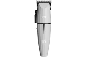 AMAZON SERIES JRL GHOST Professional Cordless Hair Clipper - w/Cool Blade Technology for Men's Grooming - Rechargeable, Quiet, Up to 7500 RPM, 5HR Run Time, Equipped w/Fade Blade & Reset IQ Charging Dock (White)