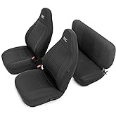 Rough Country Neoprene Seat Covers for Jeep Wrangler TJ (1997-2002) - Waterproof &amp; UV Resistant, Foam Padded, Front &amp; Rear Seat Cover Set