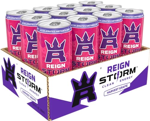 REIGN STORM, HARVEST GRAPE, FITNESS & WELLNESS ENERGY DRINK, 12 FL OZ (PACK OF 12)