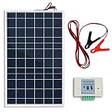 ECO-WORTHY 10W 12V Portable Waterproof PV Polycrystalline Solar Panel System kit W/Battery Charge Controller & 30 A Battery Clips Adapter