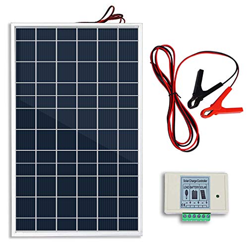 ECO-WORTHY 10W 12V Portable Waterproof PV Polycrystalline Solar Panel System kit W/Battery Charge Controller & 30 A Battery Clips Adapter