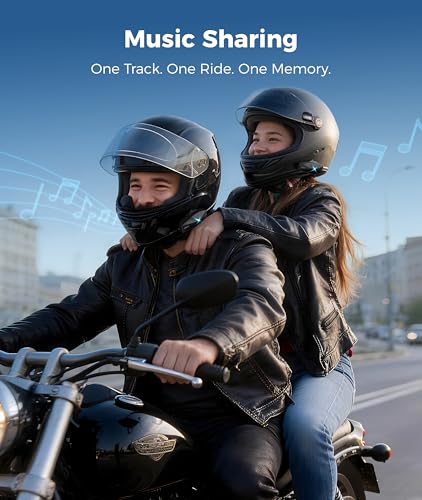 ASMAX F1s Motorcycle Bluetooth Headset with Smart Voice Control, 10 Riders Mesh Helmet Communication Systems, ENC/APP FOTA/Audio Multitasking/EQ Modes, 5-Mile Intercom for Snowmobile, 2 Pack