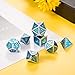 7 Pieces Metal Dices Set DND Game Polyhedral Solid Metal D&D Dice Set with Storage Bag and Zinc Alloy with Enamel for Role Playing Game Dungeons and Dragons, Math Teaching (Silver Edge Sky Blue)