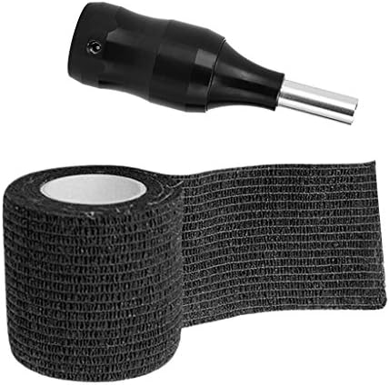 Dolity Aluminum Alloy Grip w/Stem and Breathable Grip Cover Tape Self-adhesive Elastic Bandage Set Sports Tape - Black