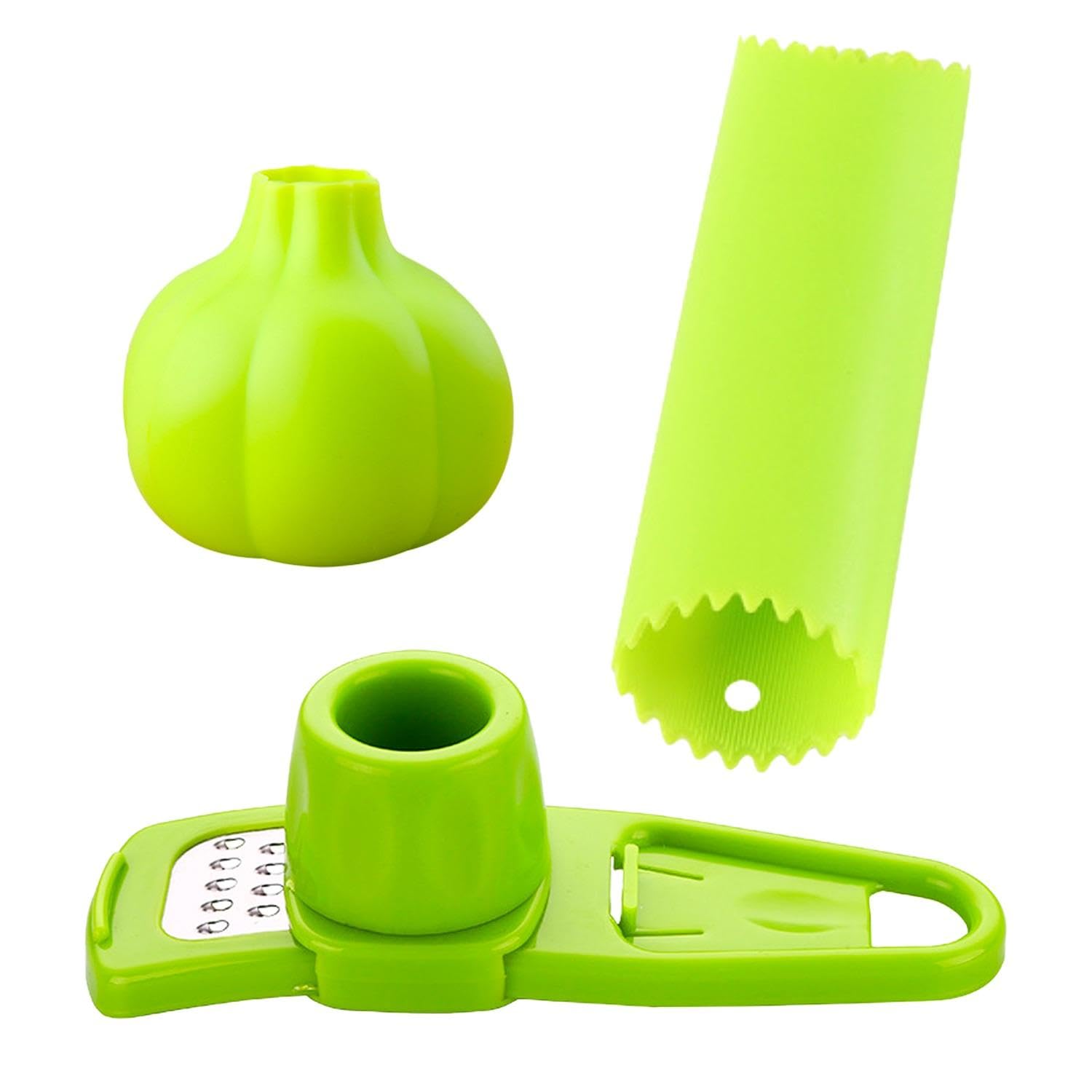 1 Piece of Garlic Grinder, 1 Piece of Garlic-Shaped Garlic Peeler and 1 Piece of Barrel Garlic Peeler, Kitchen Gadgets, Manual Garlic Peeler, Creative Baking Accessories