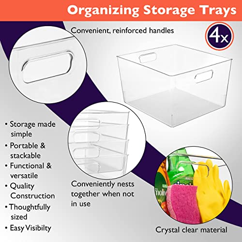 ClearSpace Clear Plastic Storage Bins XL 4 Pack Perfect for Kitchen,Fridge, Pantry