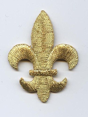 Medium Metallic Gold Fleur De Lis Iron on Embroidered Patch