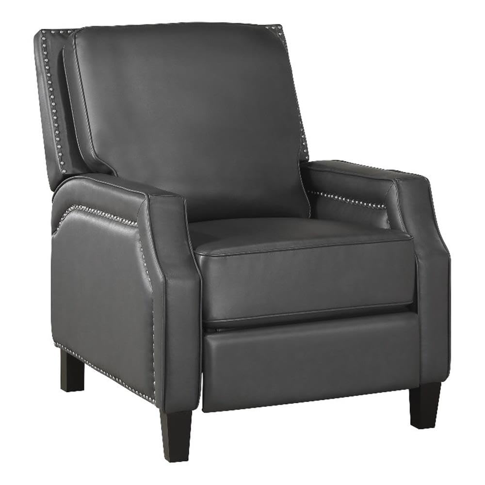 Photo 1 of Lexicon Berenson Faux Leather Upholstered Push Back Recliner in Gray Color